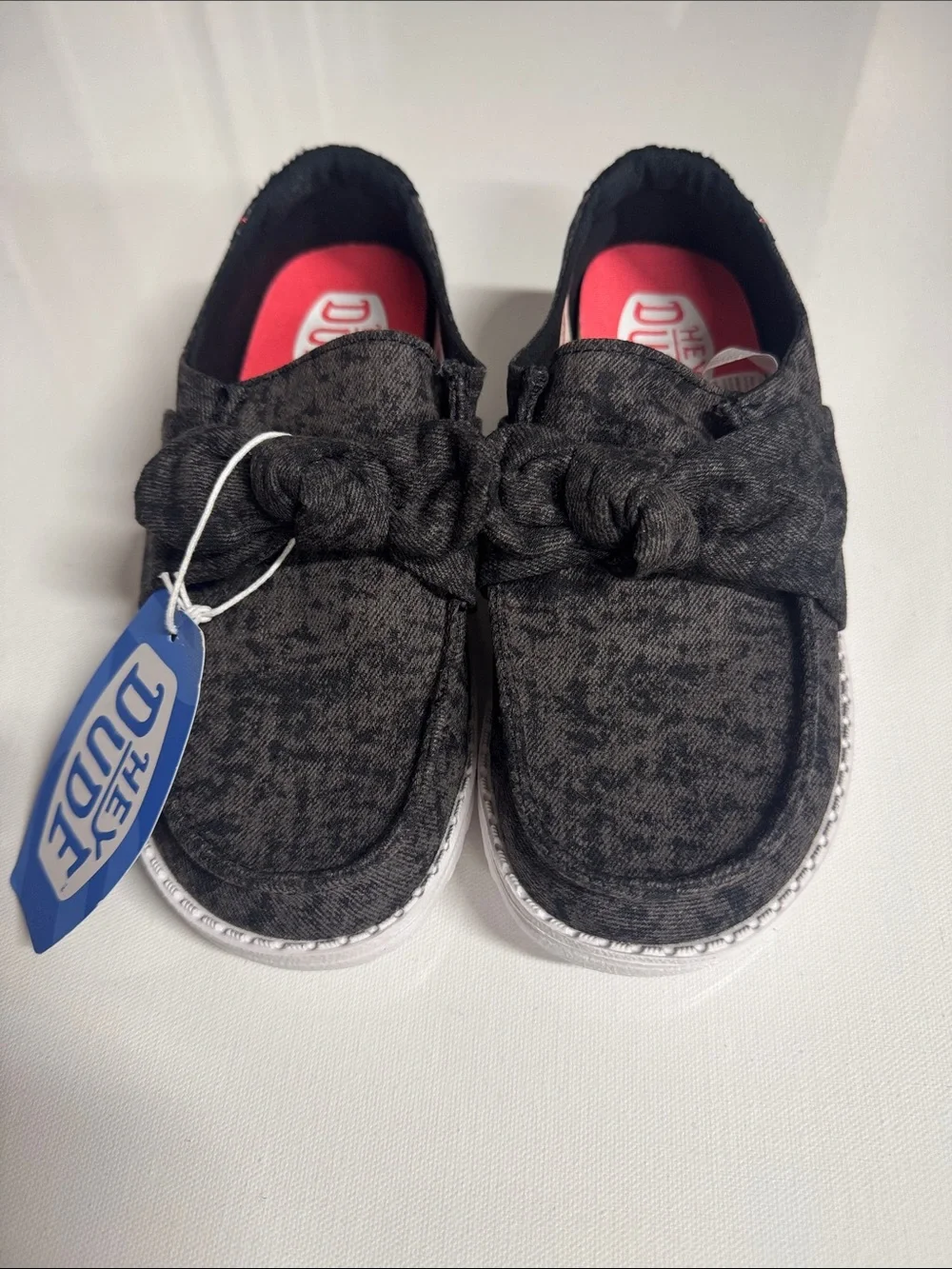 Hey Dude Canvas Shoes Womens 6 Black Bow Slip On Wendy